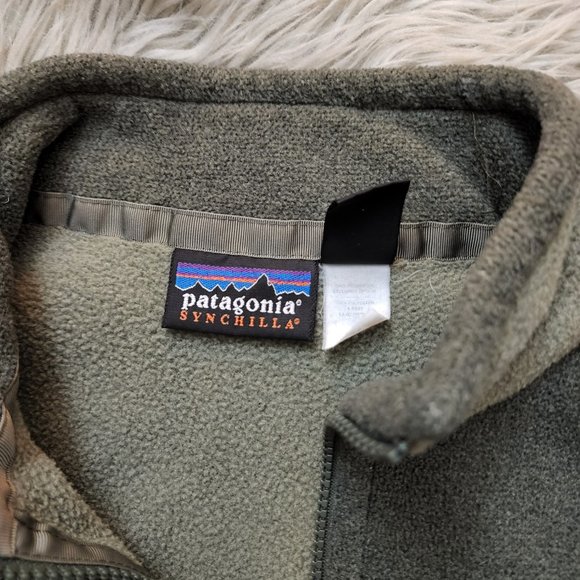Patagonia VTG Synchilla Fleece Jacket Women’s Medium Green Full Zip Up - Picture 3 of 5